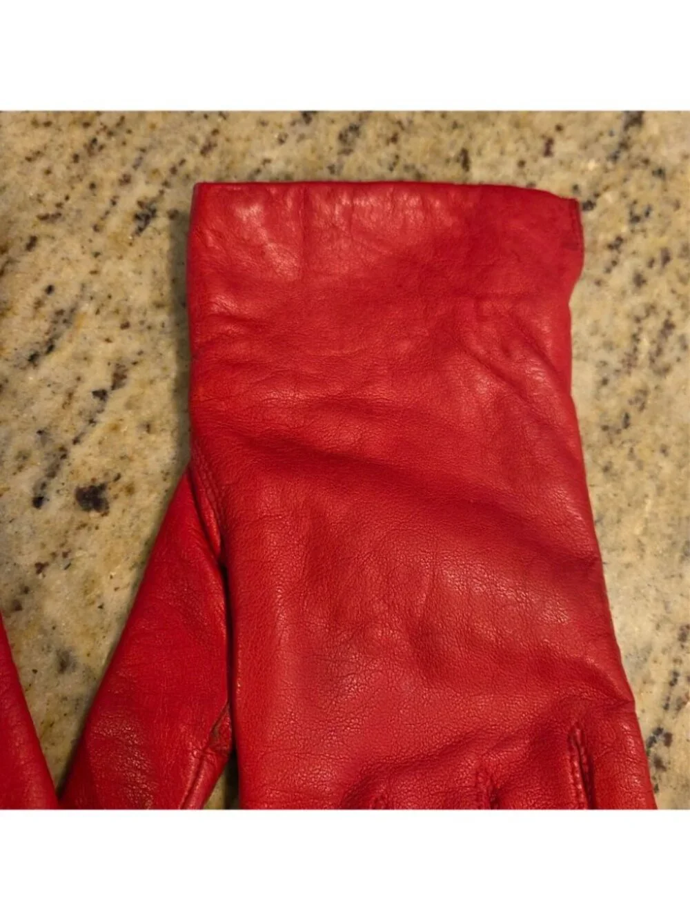 Vintage Womens Size M 7.5 Red Leather Gloves Lined Fownes